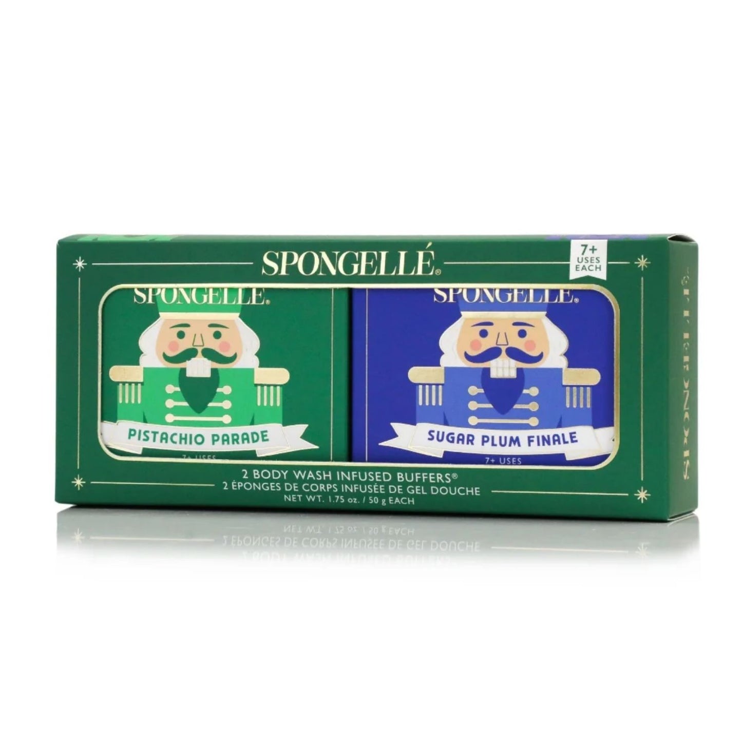 Spongellé Green Holiday Nutcracker Body Buffer Gift Set | Pistachio Parade & Sugar Plum Finale - Pre Order
