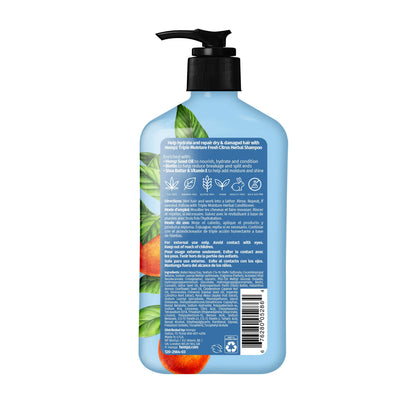 Hempz Triple Moisture Fresh Citrus Herbal Shampoo with Vegan Biotin & Shea Butter for Dry/Damaged Hair, 17oz