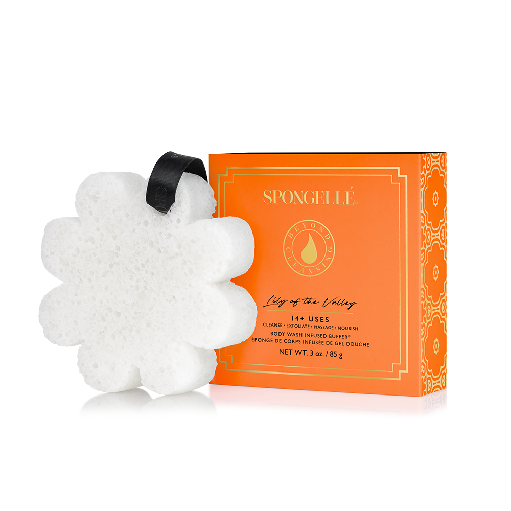 Lily of the Valley Boxed Flower Body Wash Infused Buffer White Sponge