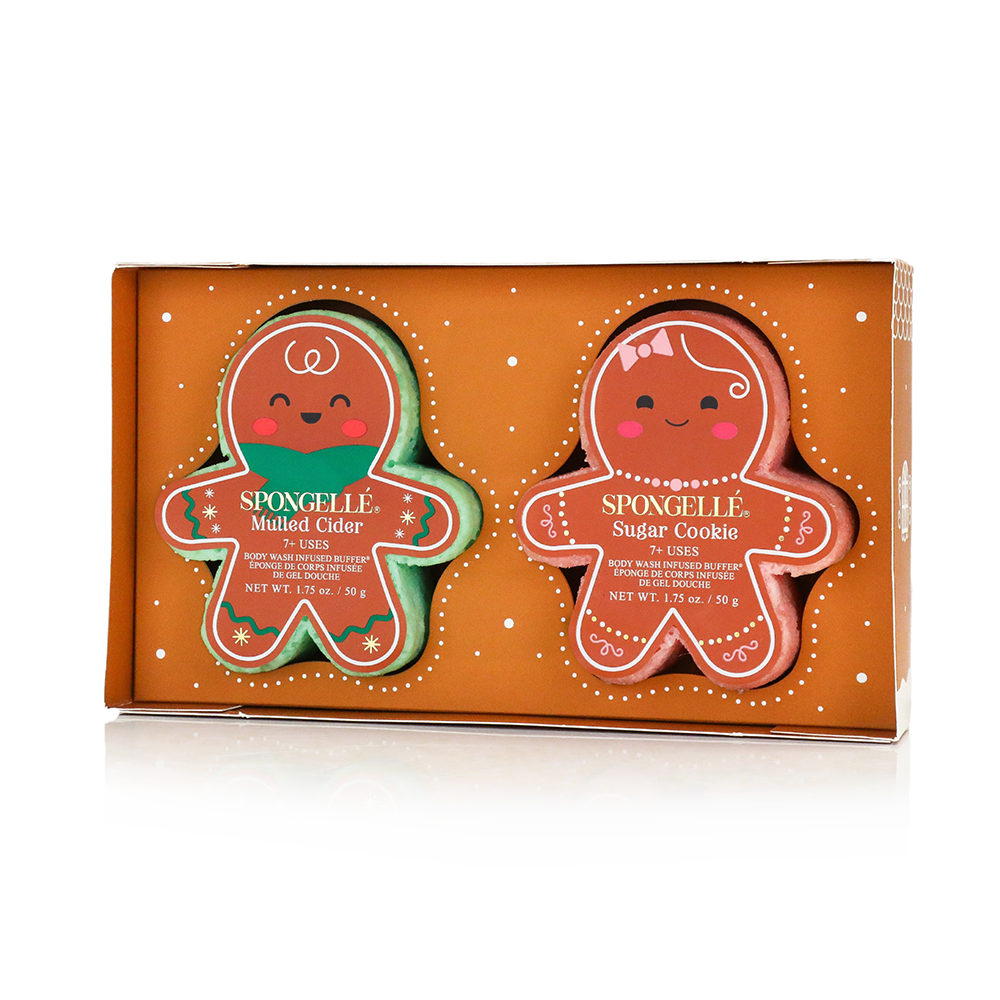 Everything Nice Holiday Gingerbread Gift Set of 2 Body Wash Infused Buffer