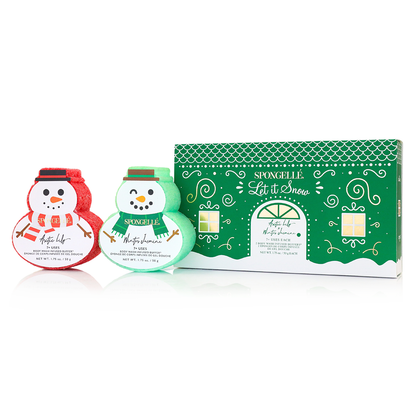 Let It Snow Snowman Gift Set of 2 Body Wash Infused Buffer