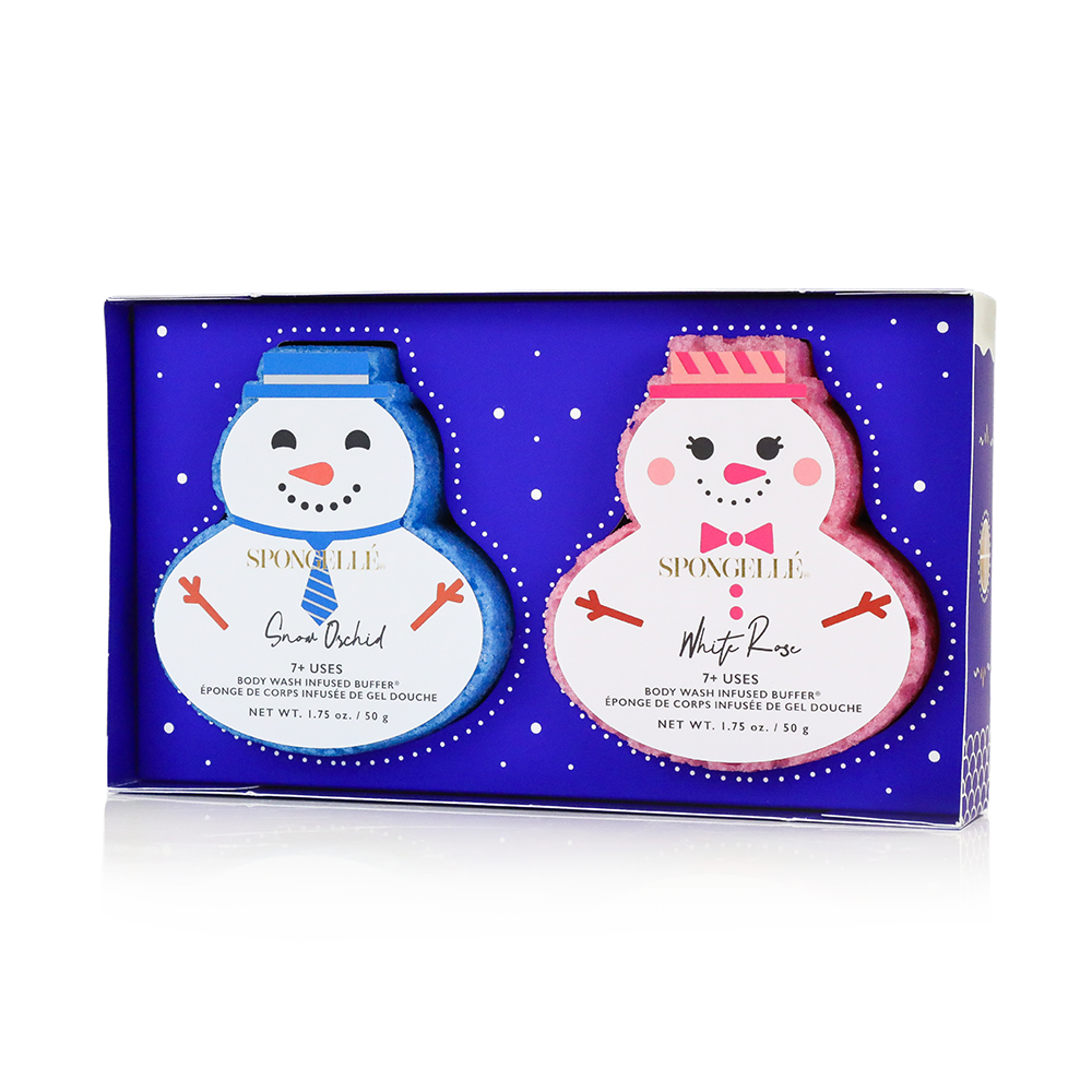 Winter Wonderland Snowman Gift Set of 2 Body Wash Infused Buffer