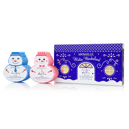 Winter Wonderland Snowman Gift Set of 2 Body Wash Infused Buffer