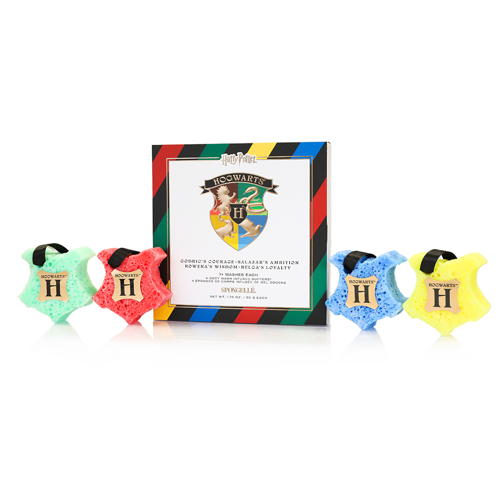 Hogwarts Gift Set of 4 Harry Potter Body Wash Infused Buffer