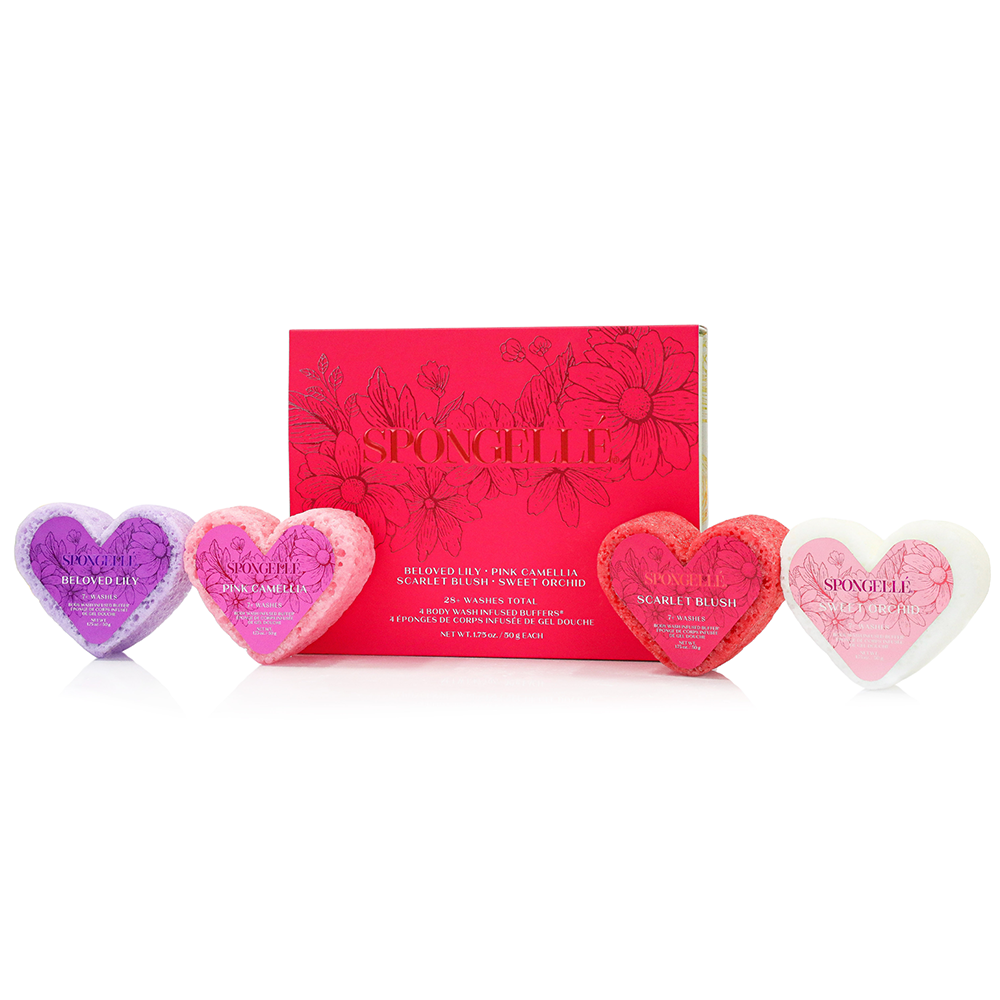 Heart Body Wash Infused Buffer Gift Set of 4