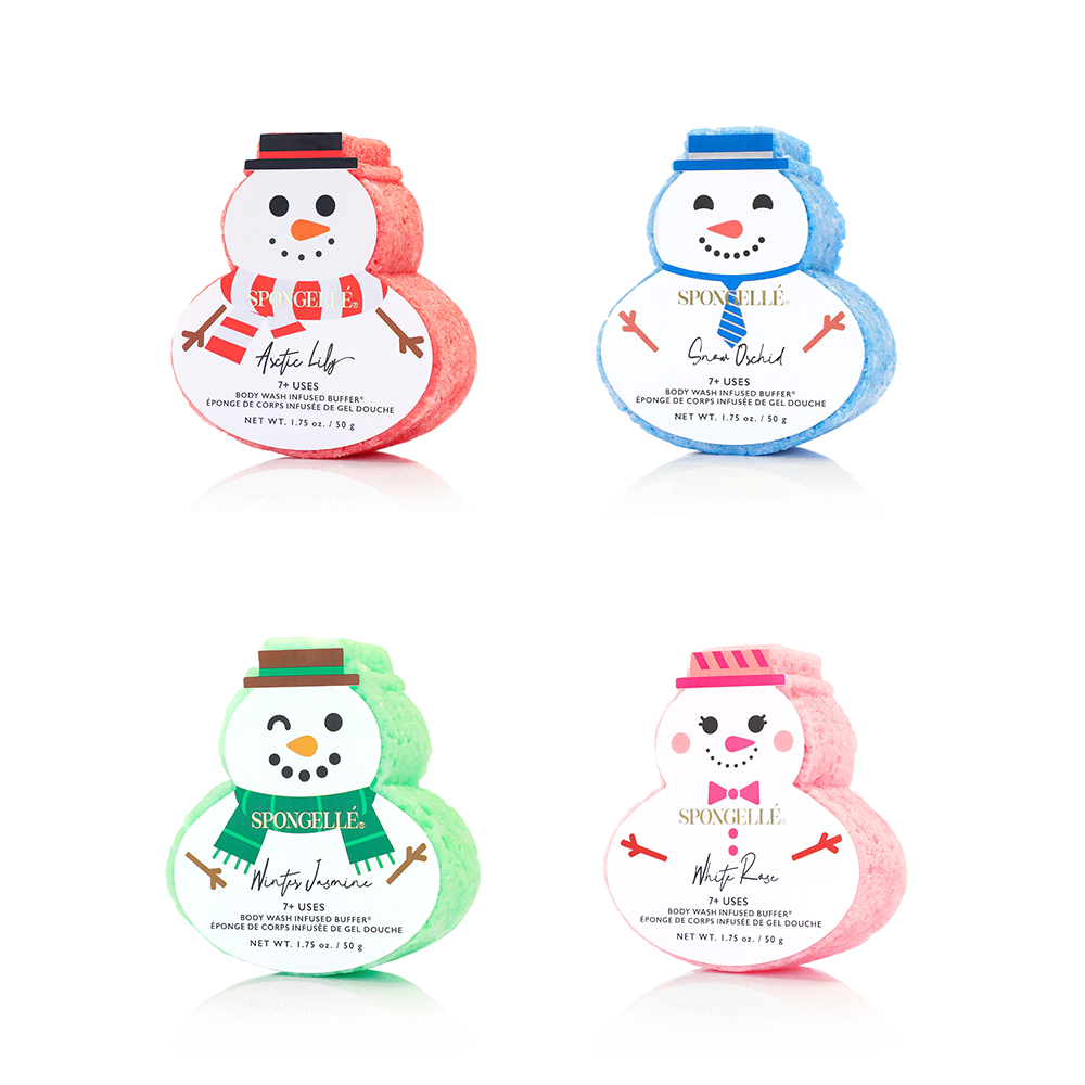 Holiday Snowman Body Wash Infused Buffer Assorted Pack of 4