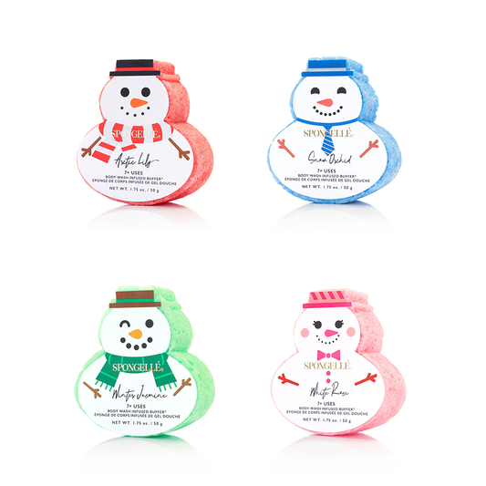 Holiday Snowman Body Wash Infused Buffer Assorted Pack of 4