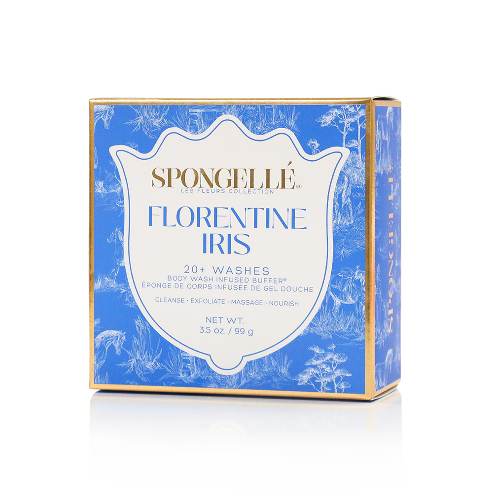 Florentine Iris Les Fleurs Body Wash Infused Buffer Blue Sponge