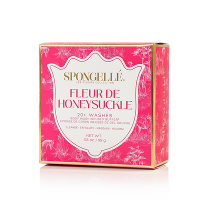 Fleur de Honeysuckle Les Fleurs Body Wash Infused Buffer Pink Sponge