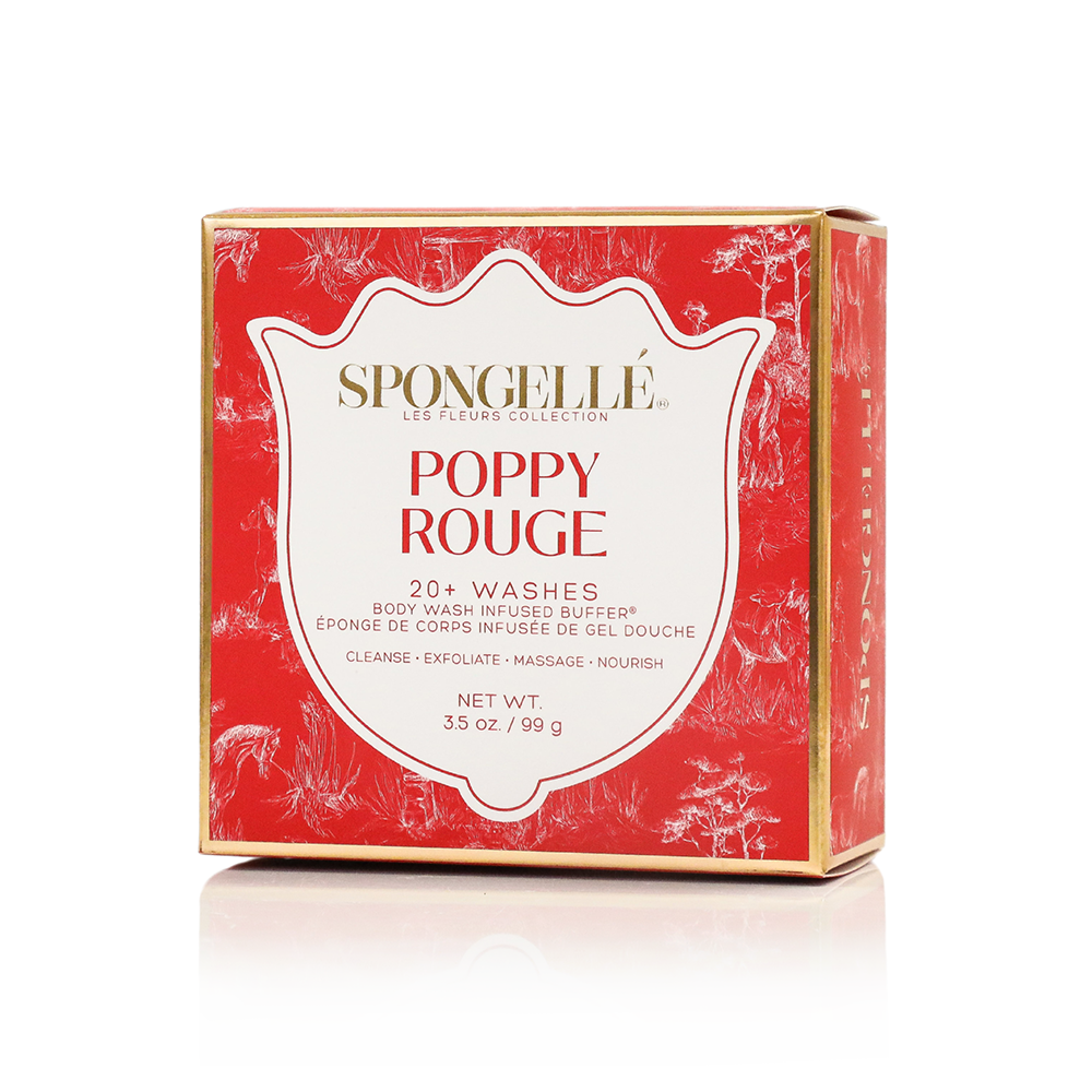 Poppy Rouge Les Fleurs Body Wash Infused Buffer Red Sponge
