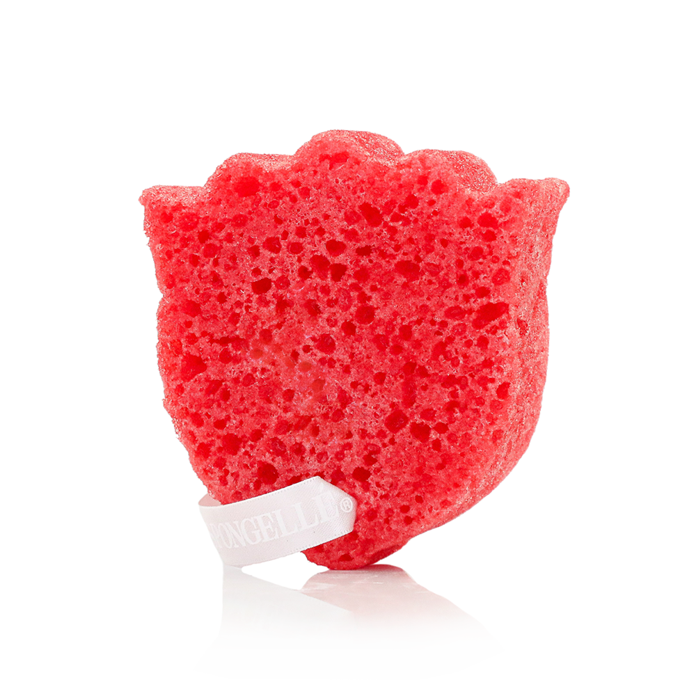 Poppy Rouge Les Fleurs Body Wash Infused Buffer Red Sponge