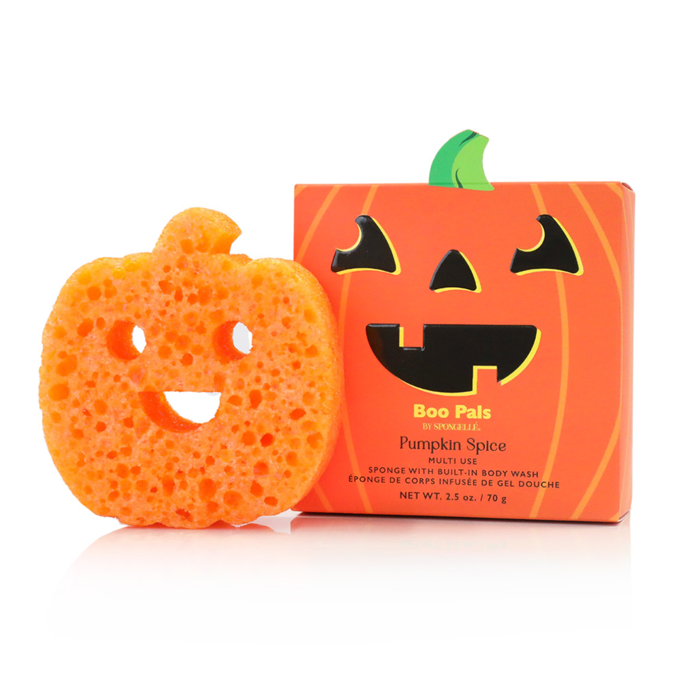 Pumpkin Spice Boo Pals Body Wash Infused Buffer Orange Sponge