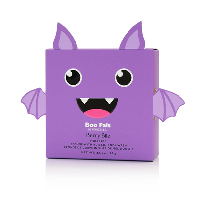 Berry Bite Boo Pals Body Wash Infused Buffer Purple Bat Sponge