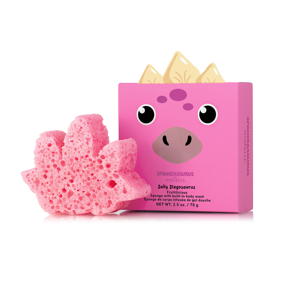 Spongeasaurus Body Wash Infused Buffer in Sally Stegosaurus Pink Sponge