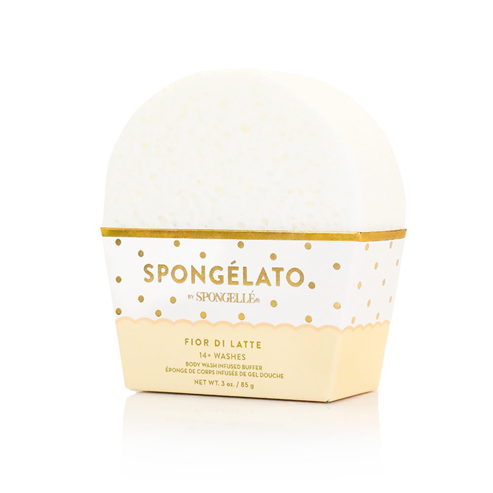 Spongelato Body Wash Infused Buffer in Fior de Latte White Sponge