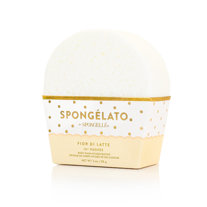 Spongelato Body Wash Infused Buffer in Fior de Latte White Sponge