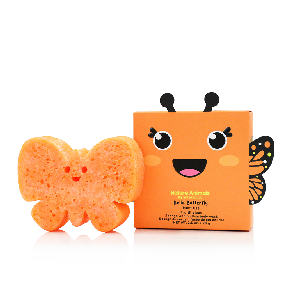 Nature Animals Bella Butterfly Body Wash Infused Orange Sponge for Kids