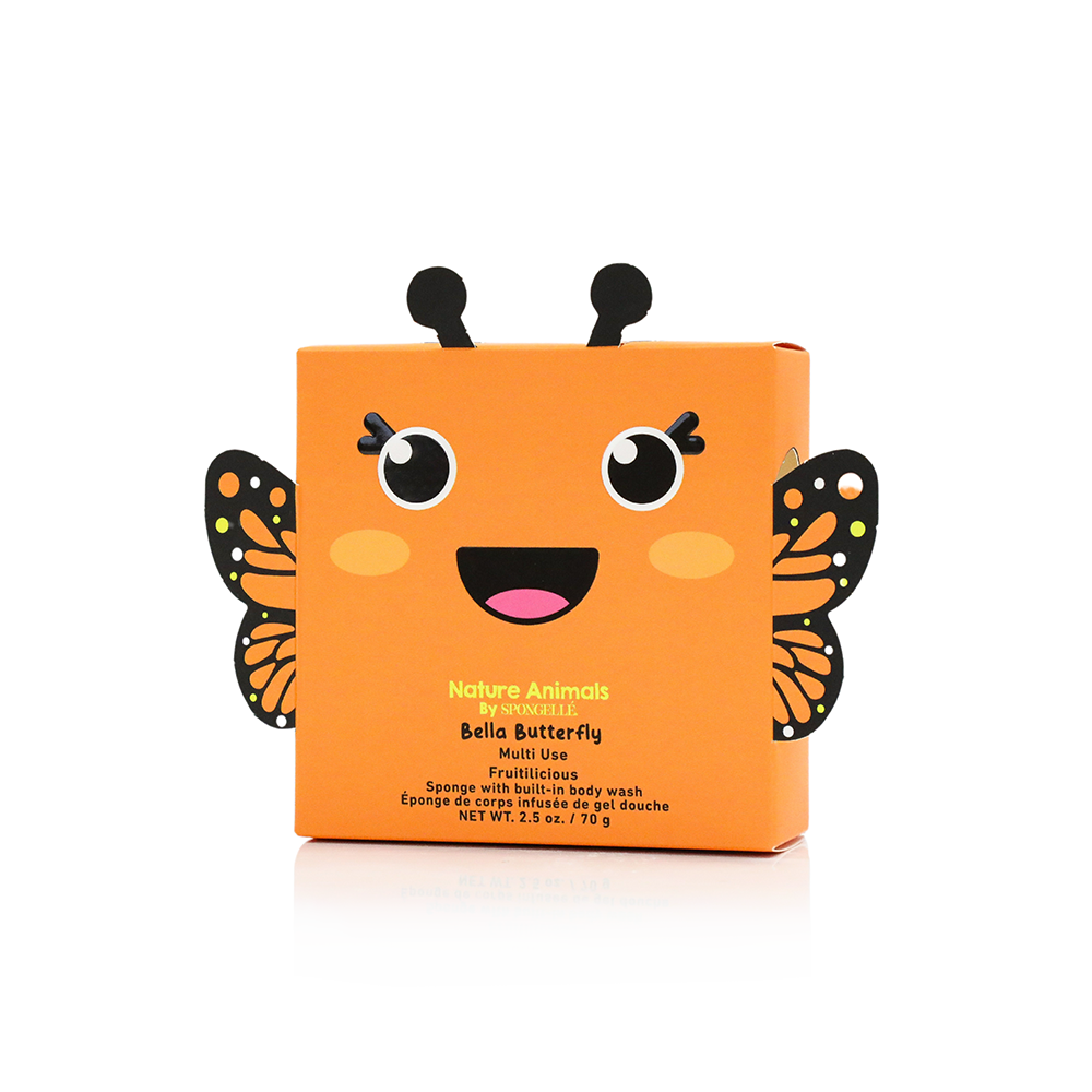 Nature Animals Bella Butterfly Body Wash Infused Orange Sponge for Kids