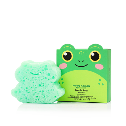 Nature Animals Freddie Frog Body Wash Infused Green Sponge for Kids