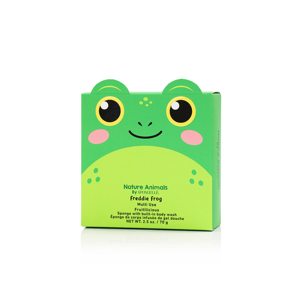 Nature Animals Freddie Frog Body Wash Infused Green Sponge for Kids