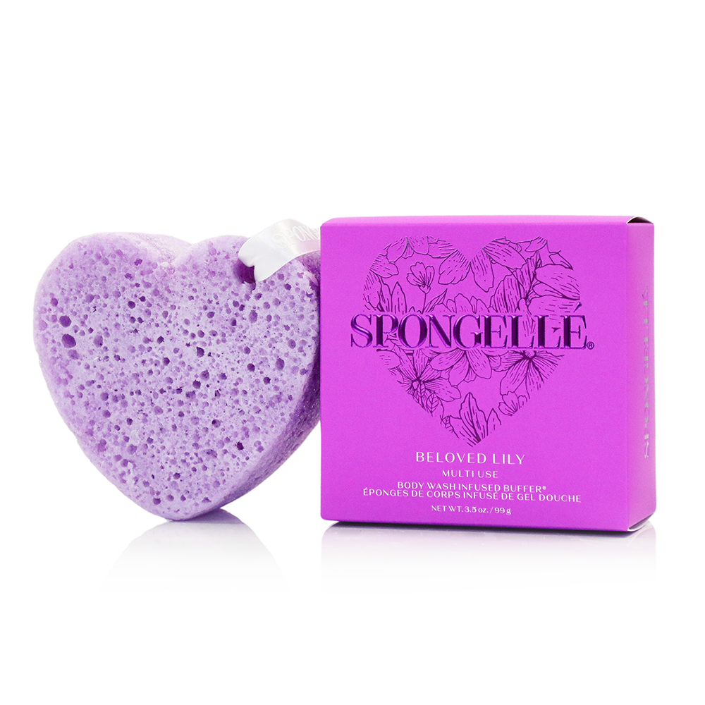 Beloved Lily Heart Body Wash Infused Buffer Purple Sponge
