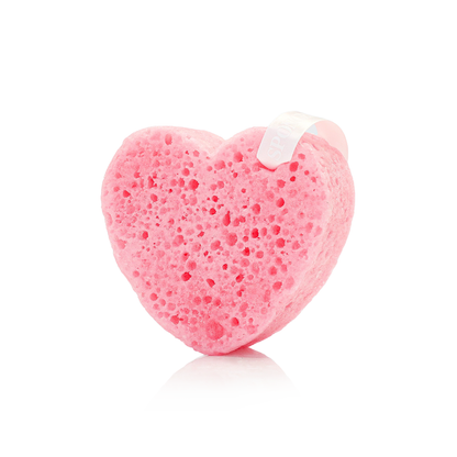 Pink Camellia Heart Body Wash Infused Buffer Pink Sponge