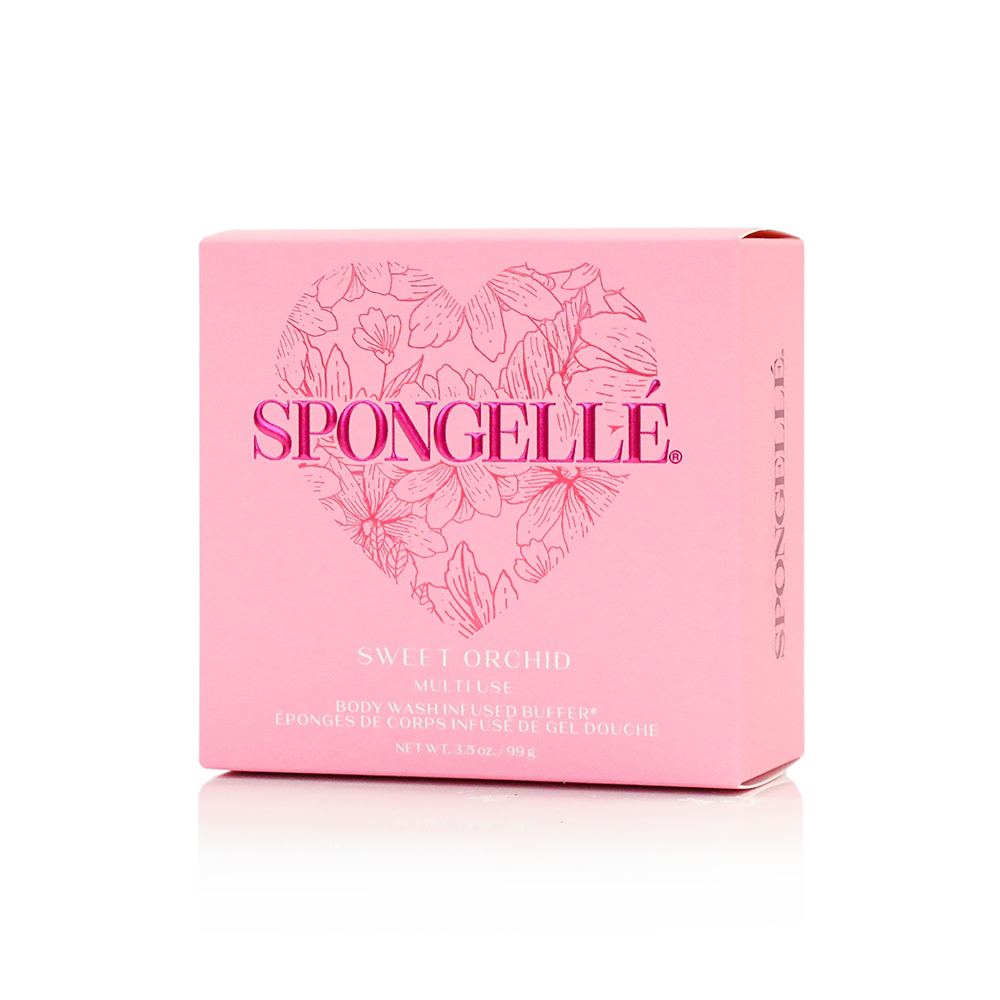 Sweet Orchid Heart Body Wash Infused Buffer White Sponge