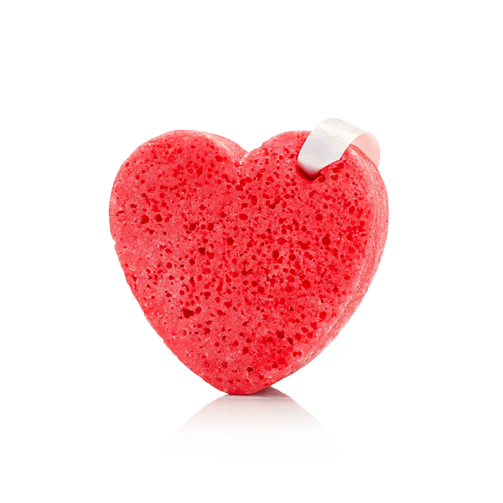 Scarlet Blush Heart Body Wash Infused Buffer Red Sponge