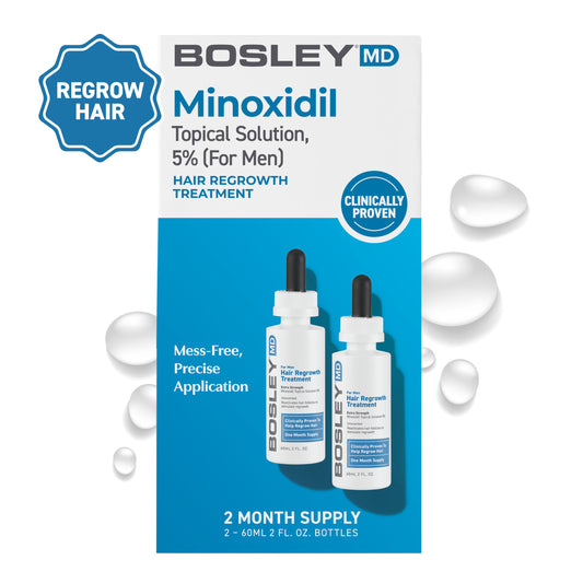 BosleyMD Minoxidil Topical Solution 5% For Men 2 Month Supply.