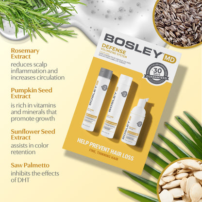 BosleyMD Defense Volumizing System with ingredients.
