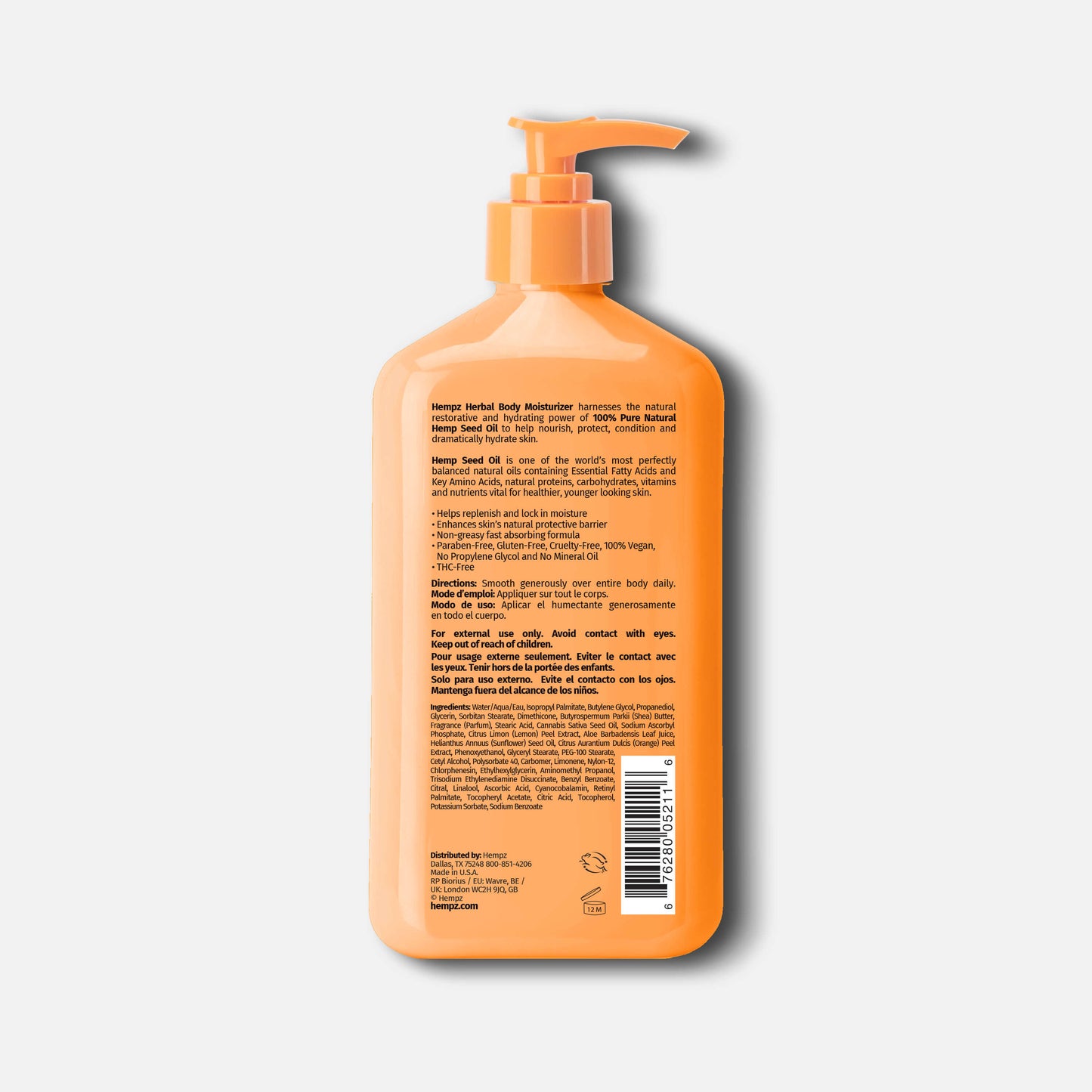 Hempz Beauty Actives Citrus Blossom Herbal Body Lotion with Brightening Vitamin C, Back