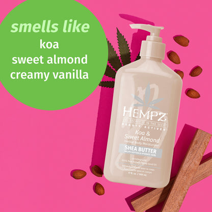Hempz Koa Lotion with notes of almond and vanilla