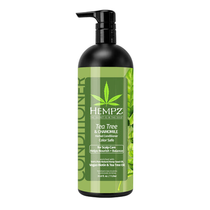 Hempz Liter-Size Tea Tree & Chamomile Herbal Conditioner with Vegan Biotin & Tea Tree Oil for Scalp Care