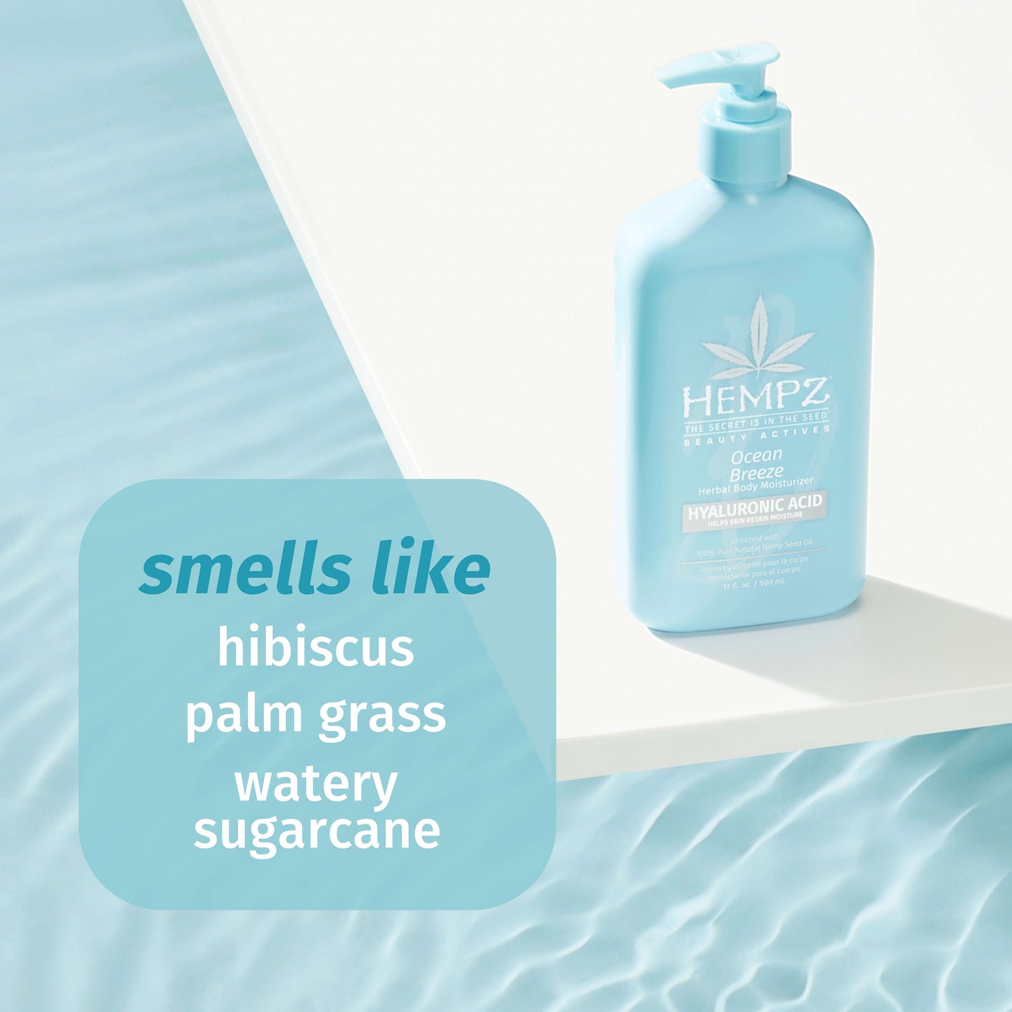 Hempz Ocean Breeze Lotion with notes of watery sugarcane