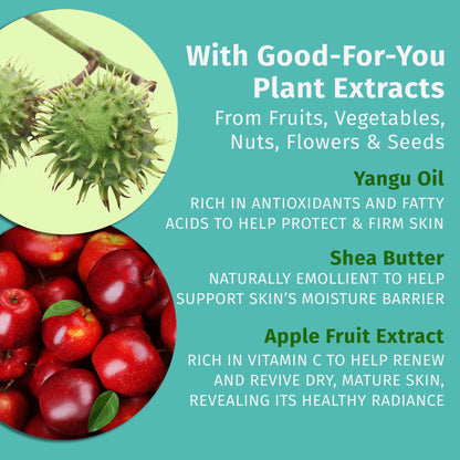 Hempz Triple Moisture lotion with super hydrating ingredients including yangu oil, apple fruit extract, and shea butter