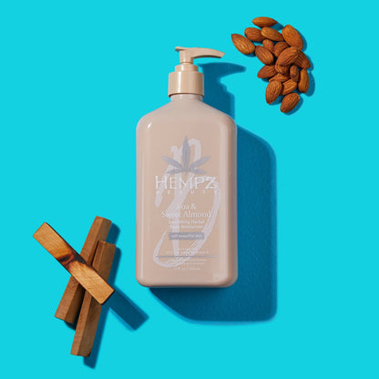 Hempz Koa & Sweet Almond Smoothing Herbal Body Moisturizer Lotion with almonds and sandalwood
