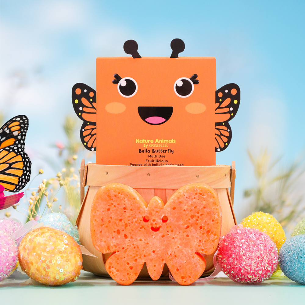 Nature Animals Bella Butterfly Body Wash Infused Orange Sponge for Kids