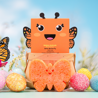 Nature Animals Bella Butterfly Body Wash Infused Orange Sponge for Kids