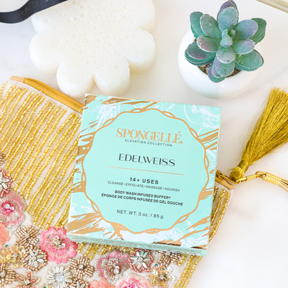 Edelweiss Elevation Body Wash Infused Buffer White Flower Sponge