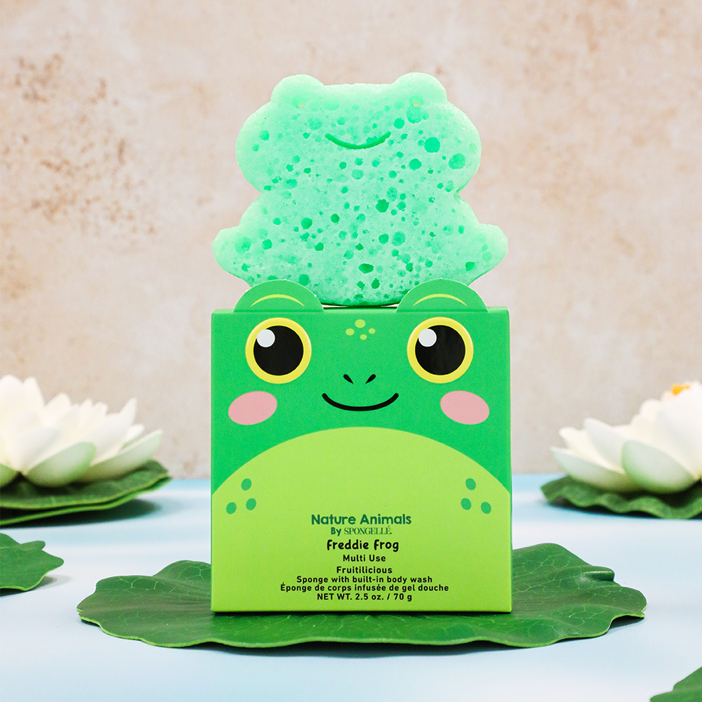 Nature Animals Freddie Frog Body Wash Infused Green Sponge for Kids