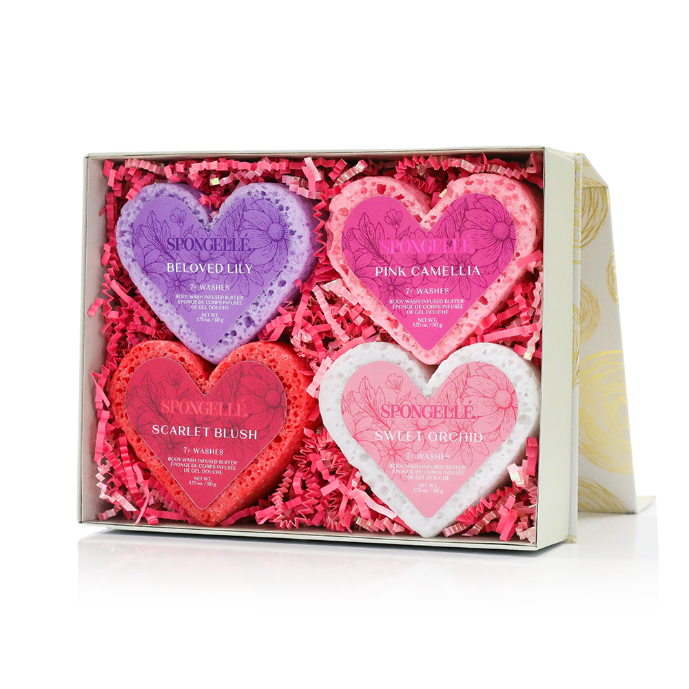 Heart Body Wash Infused Buffer Gift Set of 4