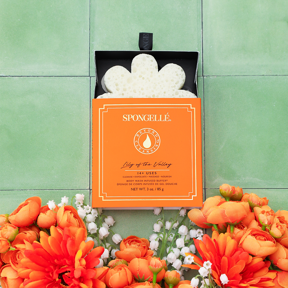 Lily of the Valley Boxed Flower Body Wash Infused Buffer White Sponge