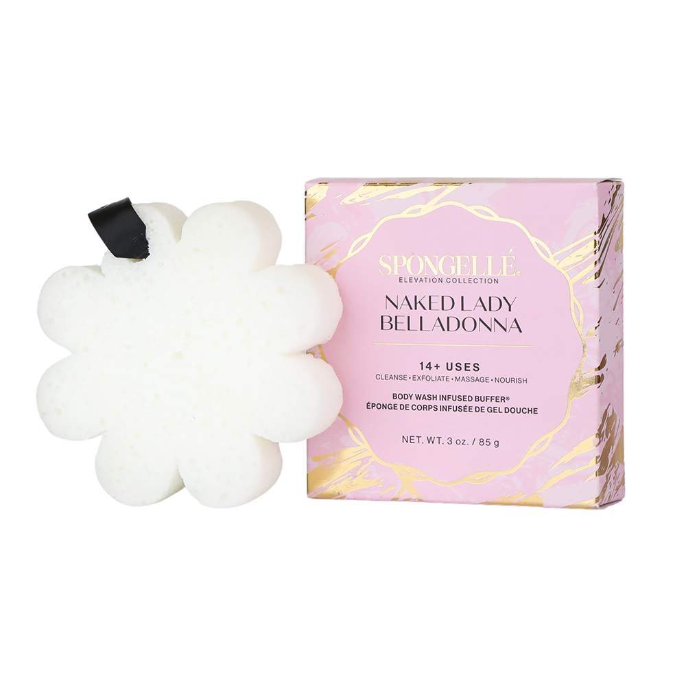 Naked Lady Belladonna Elevation Body Wash Infused Buffer White Flower Sponge