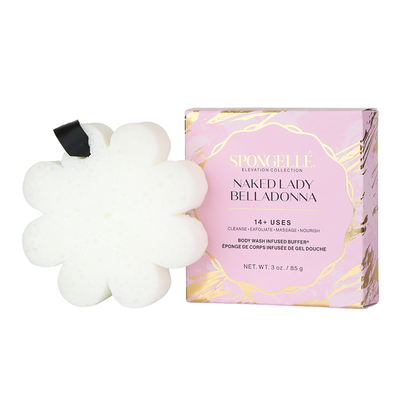 Naked Lady Belladonna Elevation Body Wash Infused Buffer White Flower Sponge