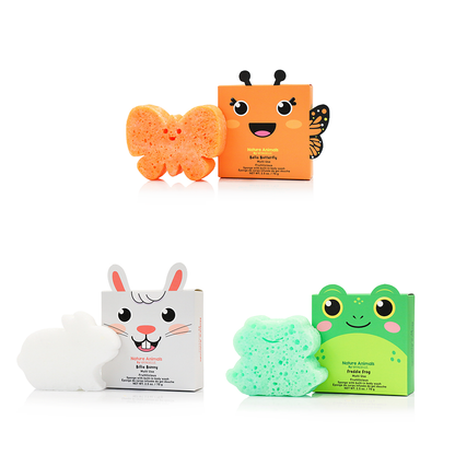 Nature Animals Kids Body Wash Infused Sponge Trio Set