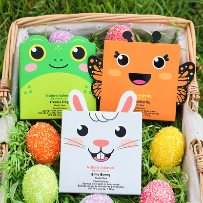 Nature Animals Kids Body Wash Infused Sponge Trio Set