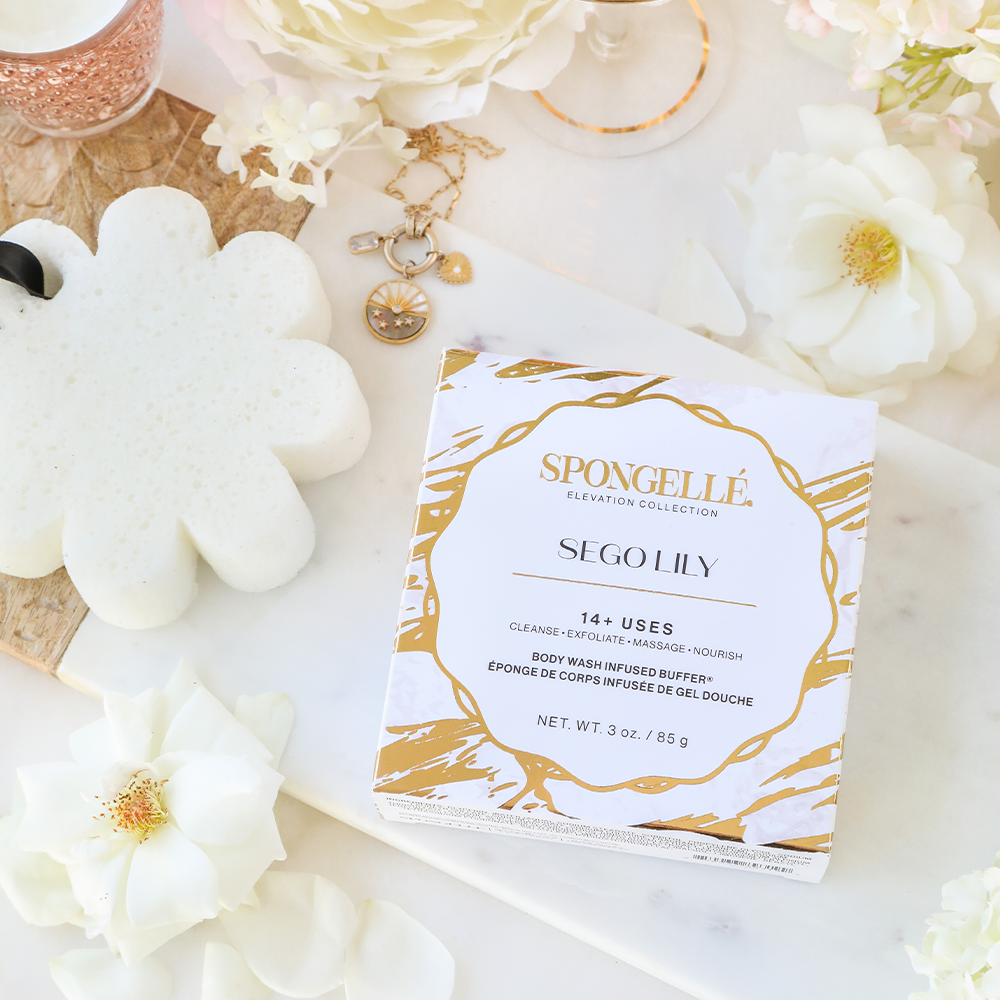 Sego Lily Elevation Body Wash Infused Buffer White Flower Sponge