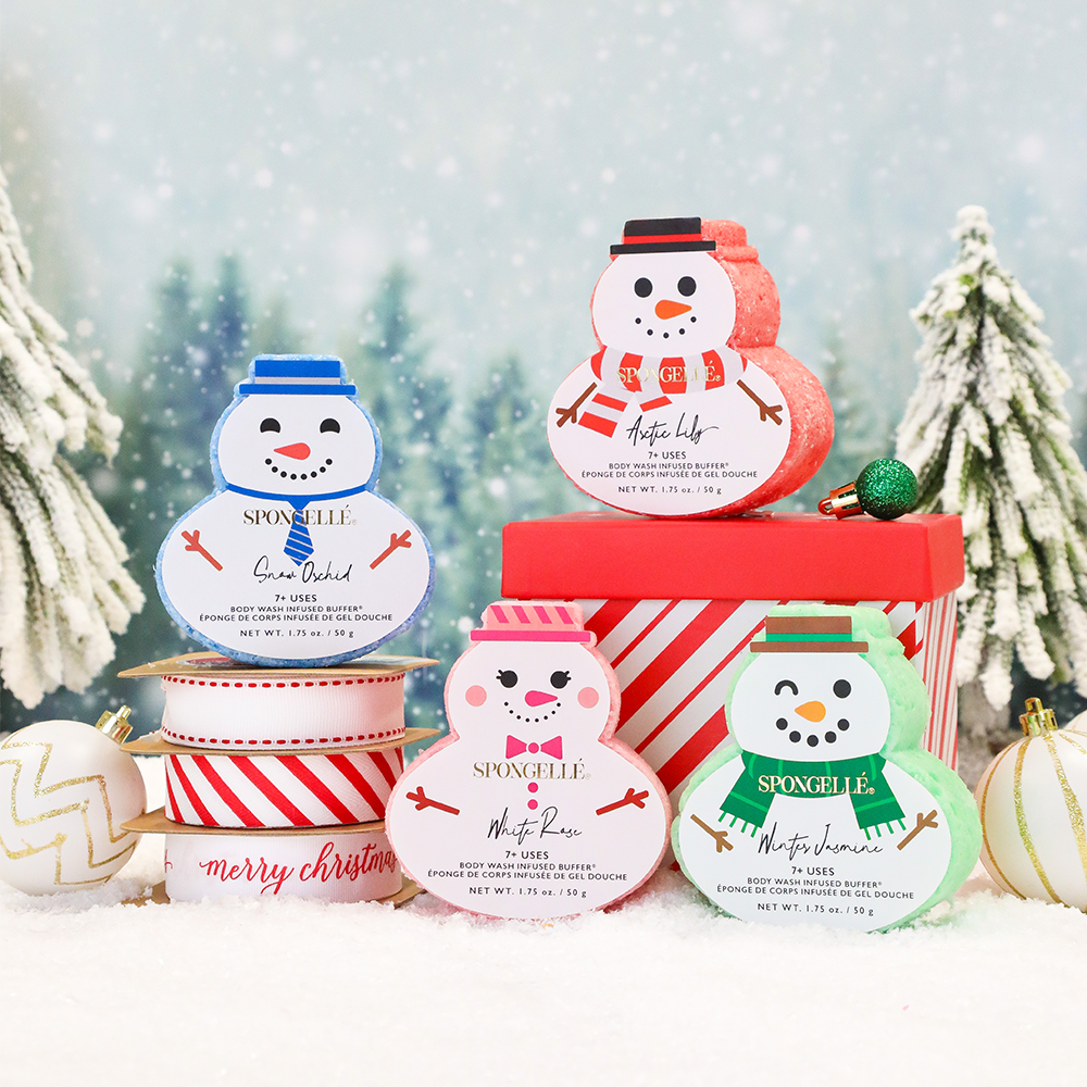 Holiday Snowman Body Wash Infused Buffer Assorted Pack of 4