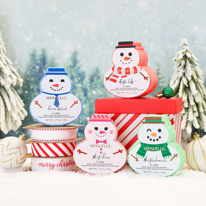 Holiday Snowman Body Wash Infused Buffer Assorted Pack of 4