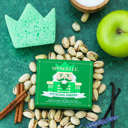 Spongellé Pistachio Parade Body Wash Infused Buffer | Holiday Nutcracker - Pre Order